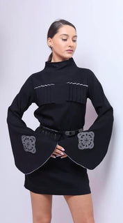 ჩოხა კაბა -გრძელ მკლავიანი, მოკლე კაბა