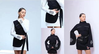 ჩოხა კაბა  გაწყობილი - მოქარგული ჟილეტით, საქილეებითა და მკლავებით