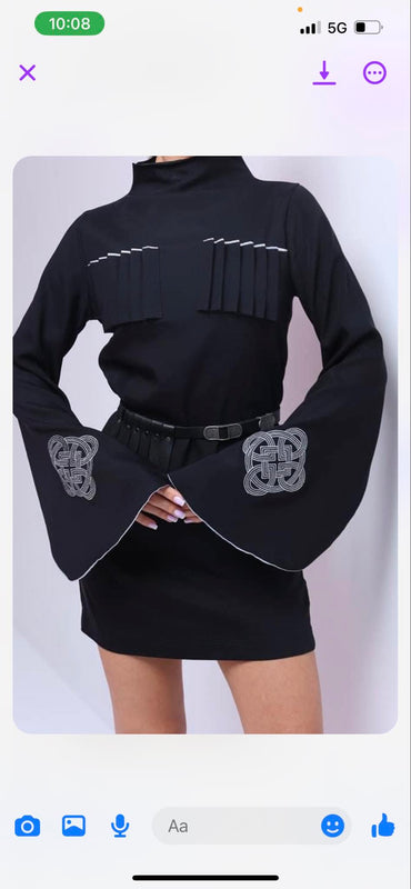 ჩოხა კაბა -გრძელ მკლავიანი, მოკლე კაბა