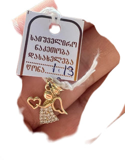 ოქროს ანგელოზი ცირკონის თვლებით