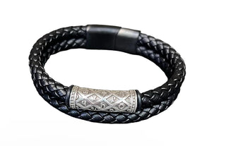 ტყავი და ვერცხლი - ასომთავრული ანბანი (მამაკაცის სამაჯური)