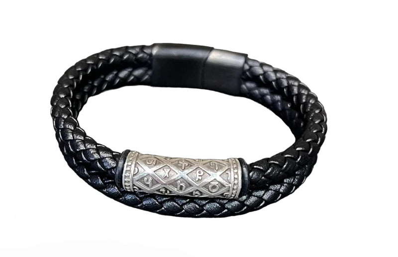 ტყავი და ვერცხლი - ასომთავრული ანბანი (მამაკაცის სამაჯური)