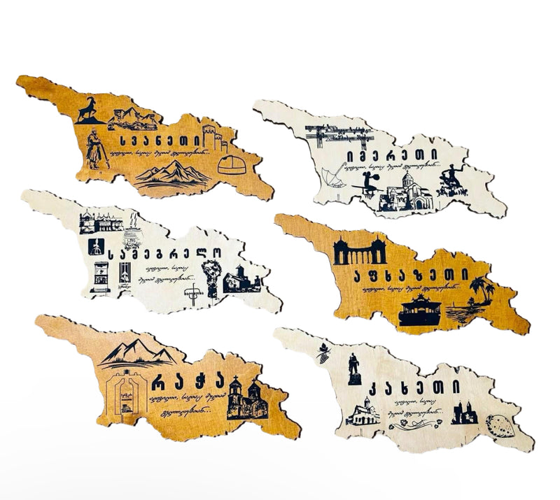 ხის ხელნაკეთი საქართველოს რუქა - სამეგრელო