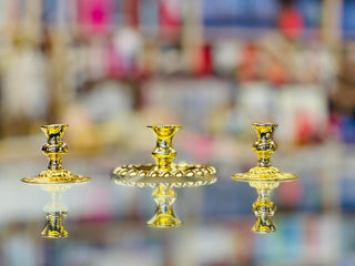 ლითონის შანდალი ოქროსფერი