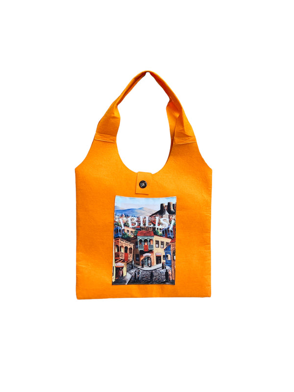 ყვითელი თექის ჩანთა თბილისის ხედით