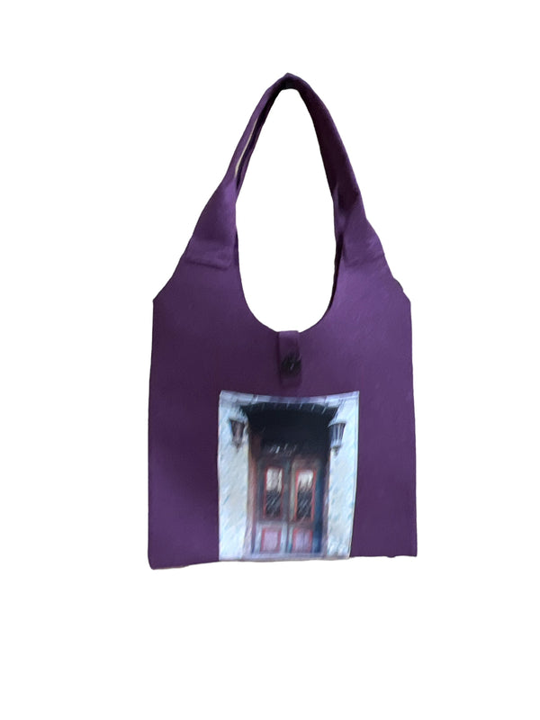 იისფერი თექის ჩანთა თბილისური კარით