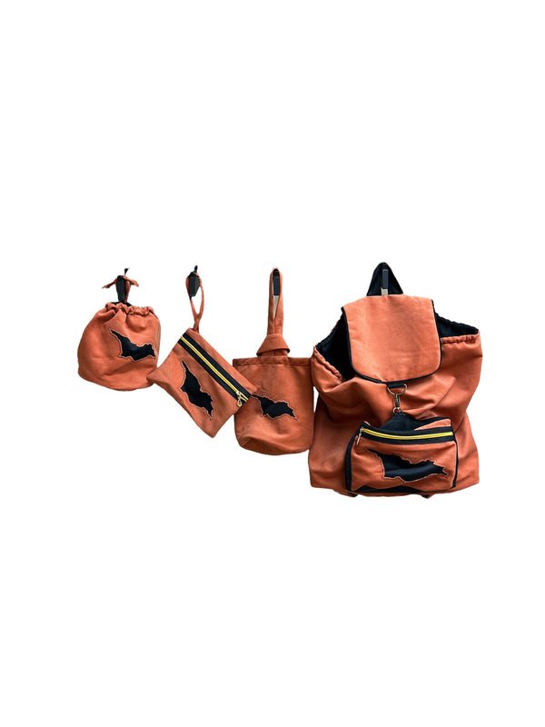 ნაჭრის ზურგჩანთა, ჩანთის ნაკრები - საქართველოს რუქით