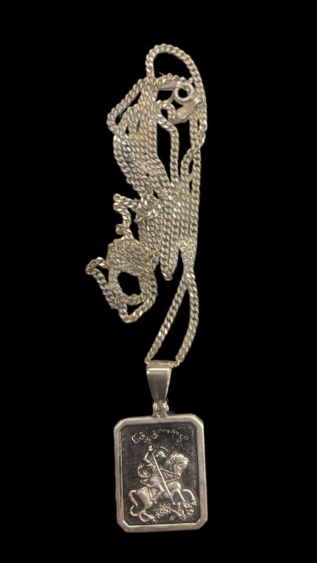 ვერცხლის გულსაკიდი - წმინდა გიორგის მედალიონი, ჯაჭვი