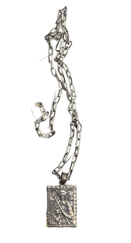 ვერცხლის გულსაკიდი - წმინდა გიორგის მედალიონი, ჯაჭვი