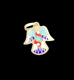 ვერცხლის გულსაკიდი "ანგელოზი"  მინანქრით