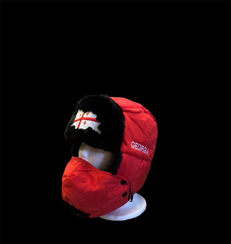 დუტის ყურებიანი, თბილი, ქუდი საქართველოს დროშით