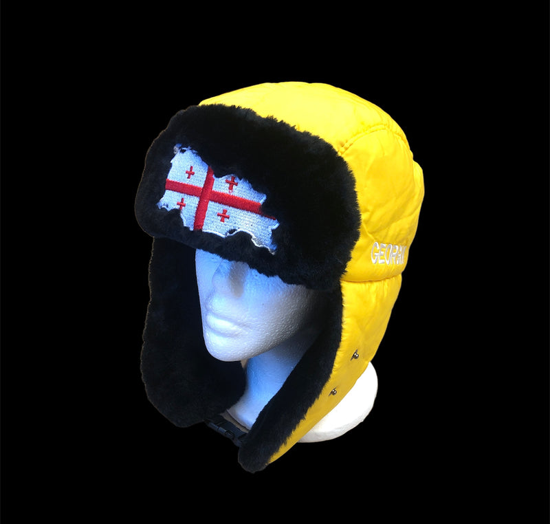 დუტის ყურებიანი, თბილი, ქუდი საქართველოს დროშით