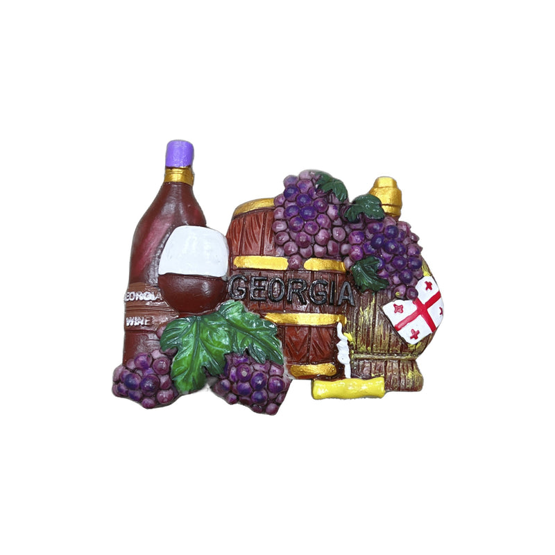 მაგნიტი -  ქართული ღვინო, ყურძნის მტევნები, საქართველოს დროშა