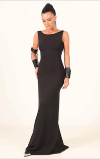 M.G. ელეგანტური  გრძელი კაბა შავი