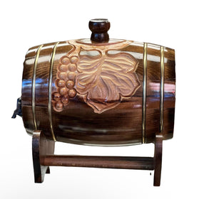 ხელნაკეთი ხის ღვინის კასრი, სადგამი ფეხით