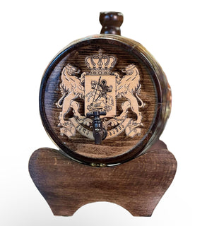 ხელნაკეთი ხის ღვინის კასრი, სადგამი ფეხით