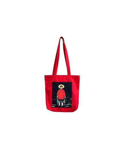 წითელი ნაჭრის ჩანთა პრინტი - ფიროსმანის "მეთევზე"