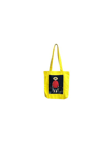 ყვითელი ნაჭრის ჩანთა პრინტი -  ფიროსმანის "მეთევზე